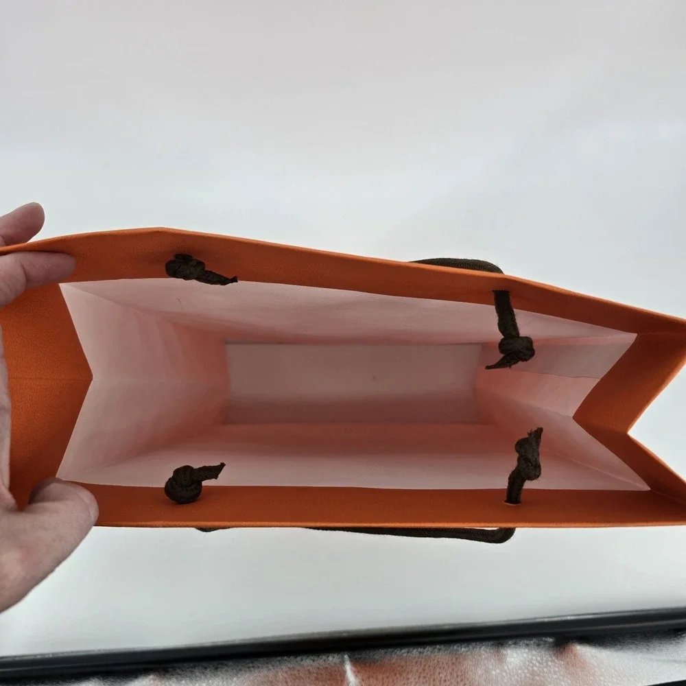 Hermes Empty Orange Paris Medium Shopping Gift Paper Bag Authentic, 16.5